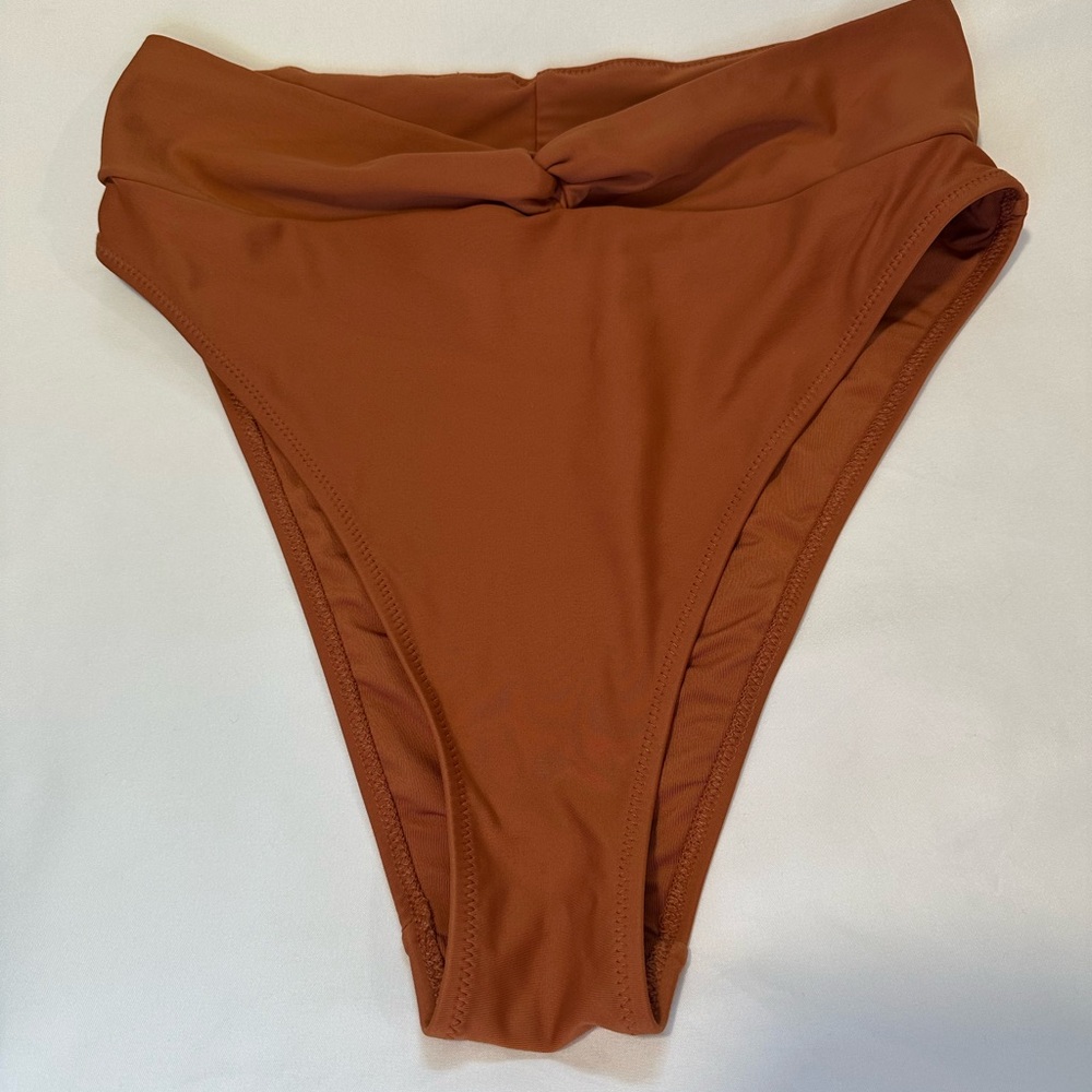 Aerie Brown High-Cut Bikini with Twisted Detail